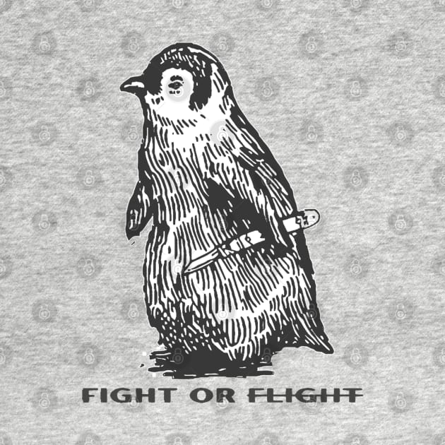 Retro Fight Or Flight Funny Penguin by MManoban